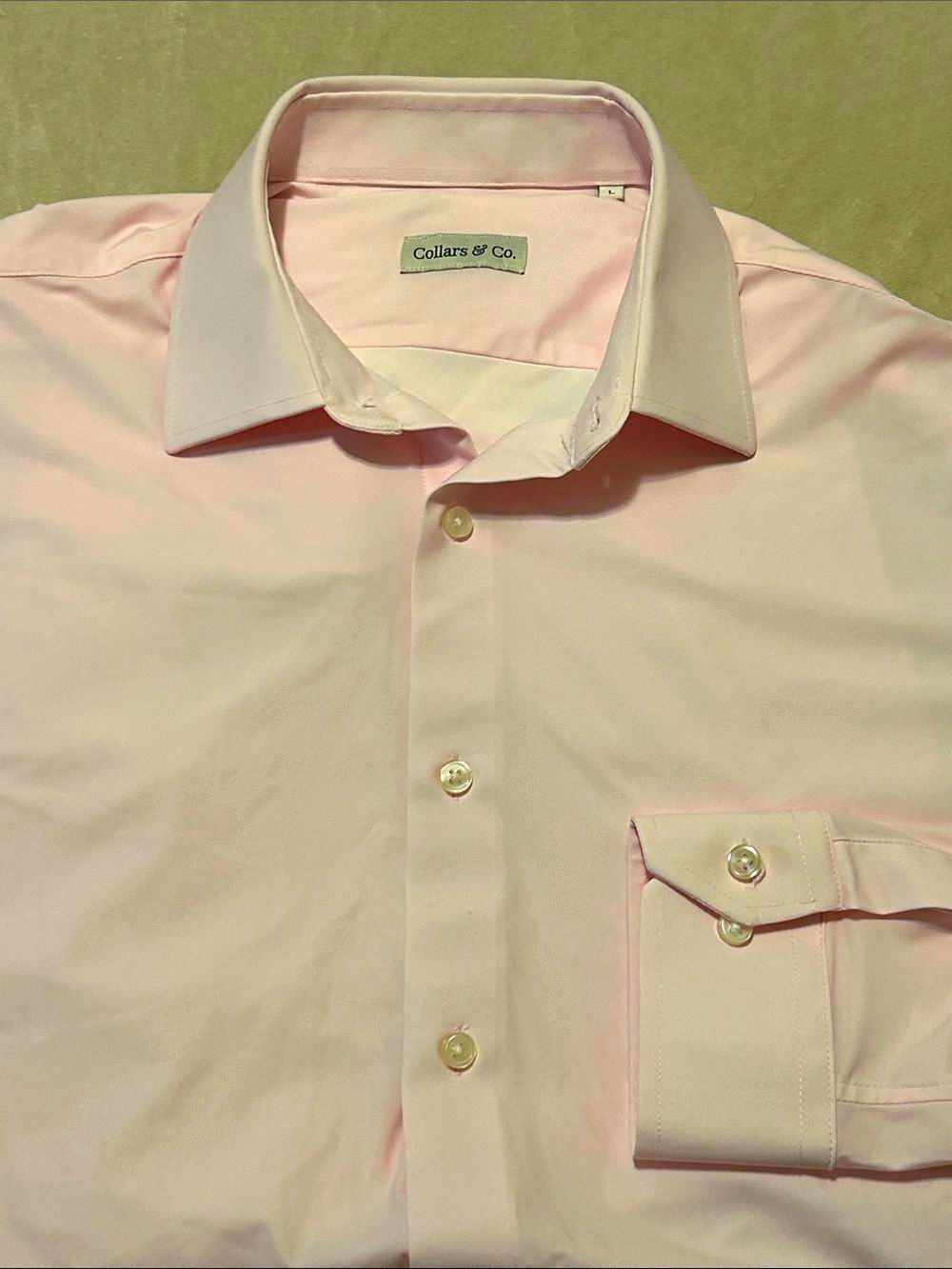 Collars & Co Men's Pink Dress Shirt Size L Nylon Spandex Performance Stretch